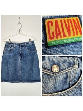 Vintage Calvin Klein CALVIN Denim Skirt Juniors Size 11/12
